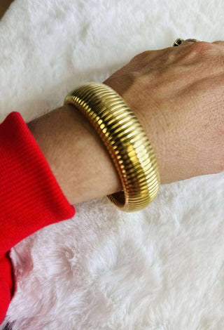 Gold Water Resistant Bangle Bracelet | The Emma-Bracelets-ChanSutt-Motis & Co Boutique, Women's Fashion Boutique in Carthage, Missouri