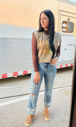 Mama Checked Graphic Muscle Tee-Graphic Tees-Motis-Motis & Co Boutique, Women's Fashion Boutique in Carthage, Missouri