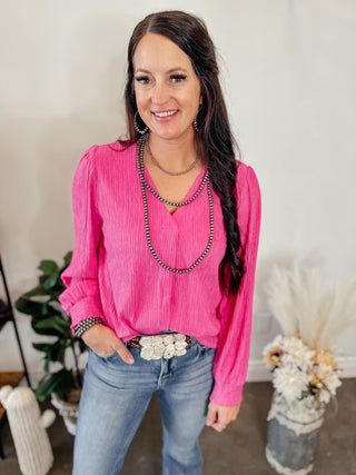 Very Refined V-Neck Blouse-Sweaters-Ave-Motis & Co Boutique, Women's Fashion Boutique in Carthage, Missouri