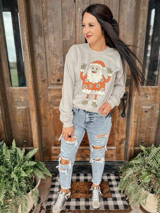 Groovy Santa Sweatshirt-Graphic Sweaters-rc-Motis & Co Boutique, Women's Fashion Boutique in Carthage, Missouri