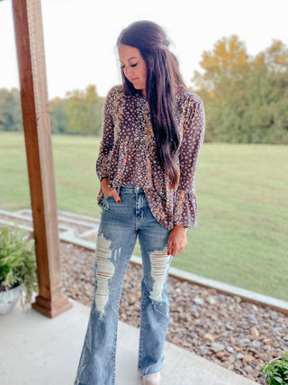 Kiana High Rise Heavy Destroy Flare-Jeans-Ave-Motis & Co Boutique, Women's Fashion Boutique in Carthage, Missouri