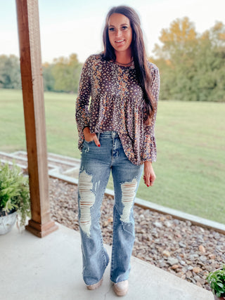 Kiana High Rise Heavy Destroy Flare-Jeans-Ave-Motis & Co Boutique, Women's Fashion Boutique in Carthage, Missouri