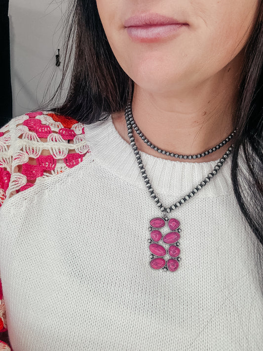 Mesa Pink Stone Beaded Necklace