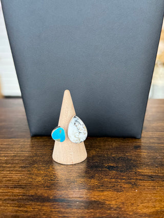 White Buffalo & Turquoise Ring