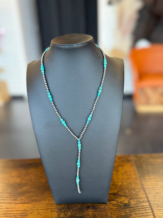 Sonoran Turquoise Sterling Lariat Necklace-Necklaces-Touch of Gallop-Motis & Co Boutique, Women's Fashion Boutique in Carthage, Missouri