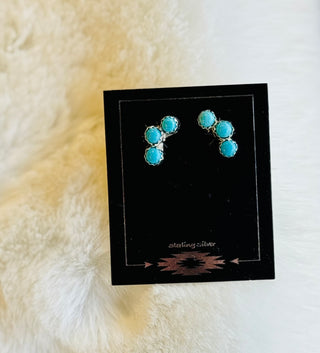 Janice 3 Stone Zuni Turquoise Earrings-Earrings-Motis & CO-Motis & Co Boutique, Women's Fashion Boutique in Carthage, Missouri