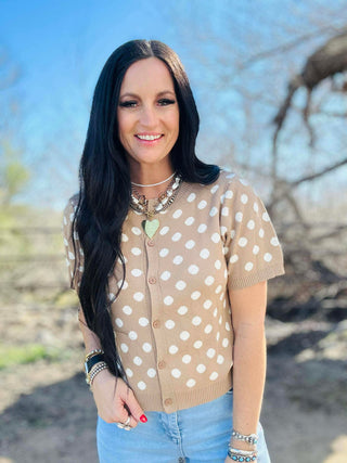 Patty Polka Dot Short Sleeve Sweater-Sweaters-Very J-Motis & Co Boutique, Women's Fashion Boutique in Carthage, Missouri