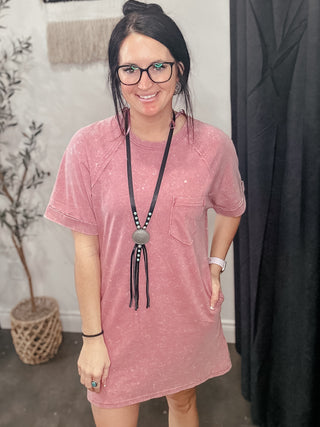 Kicking it Casual T-Shirt Dress Pink-Dresses-Very J-Motis & Co Boutique, Women's Fashion Boutique in Carthage, Missouri