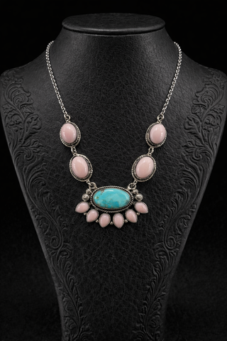 Hada Turquoise and Pink Opal Necklace-Necklaces-Touch of Gallop-Motis & Co Boutique, Women's Fashion Boutique in Carthage, Missouri