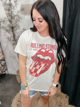 Rolling Stones Zip Code Cream Graphic Tee-Graphic Tees-Livy Lu-Motis & Co Boutique, Women's Fashion Boutique in Carthage, Missouri