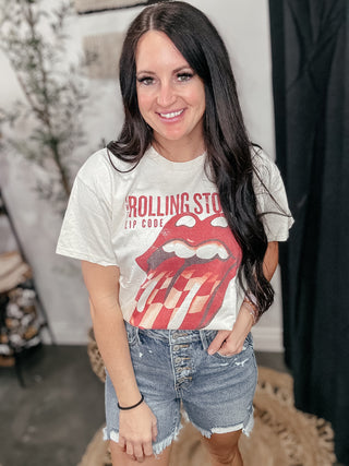 Rolling Stones Zip Code Cream Graphic Tee-Graphic Tees-Livy Lu-Motis & Co Boutique, Women's Fashion Boutique in Carthage, Missouri