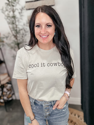 Cool It Cowboy Cream Graphic Tee-Graphic Tees-The Lattimore Claim-Motis & Co Boutique, Women's Fashion Boutique in Carthage, Missouri