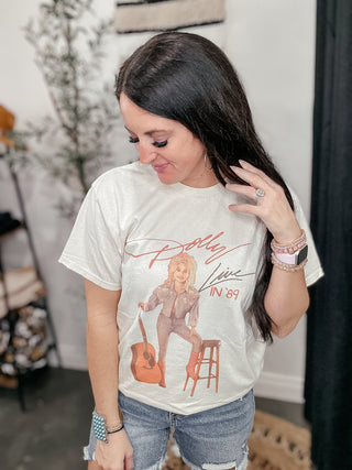 Dolly Parton Live in '89 Thrifted Graphic Tee-Graphic Tees-Livy Lu-Motis & Co Boutique, Women's Fashion Boutique in Carthage, Missouri