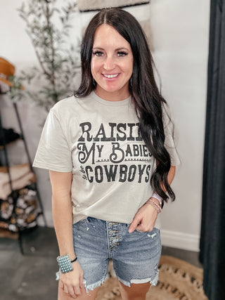 Raisin' My Babies To Be Cowboys-Graphic Tees-The Lattimore Claim-Motis & Co Boutique, Women's Fashion Boutique in Carthage, Missouri