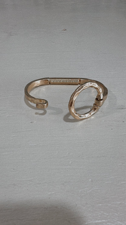 Gold Hammered Spring Bracelet