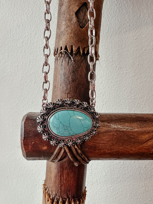 Cripple Creek Turquoise Link Chain Necklace
