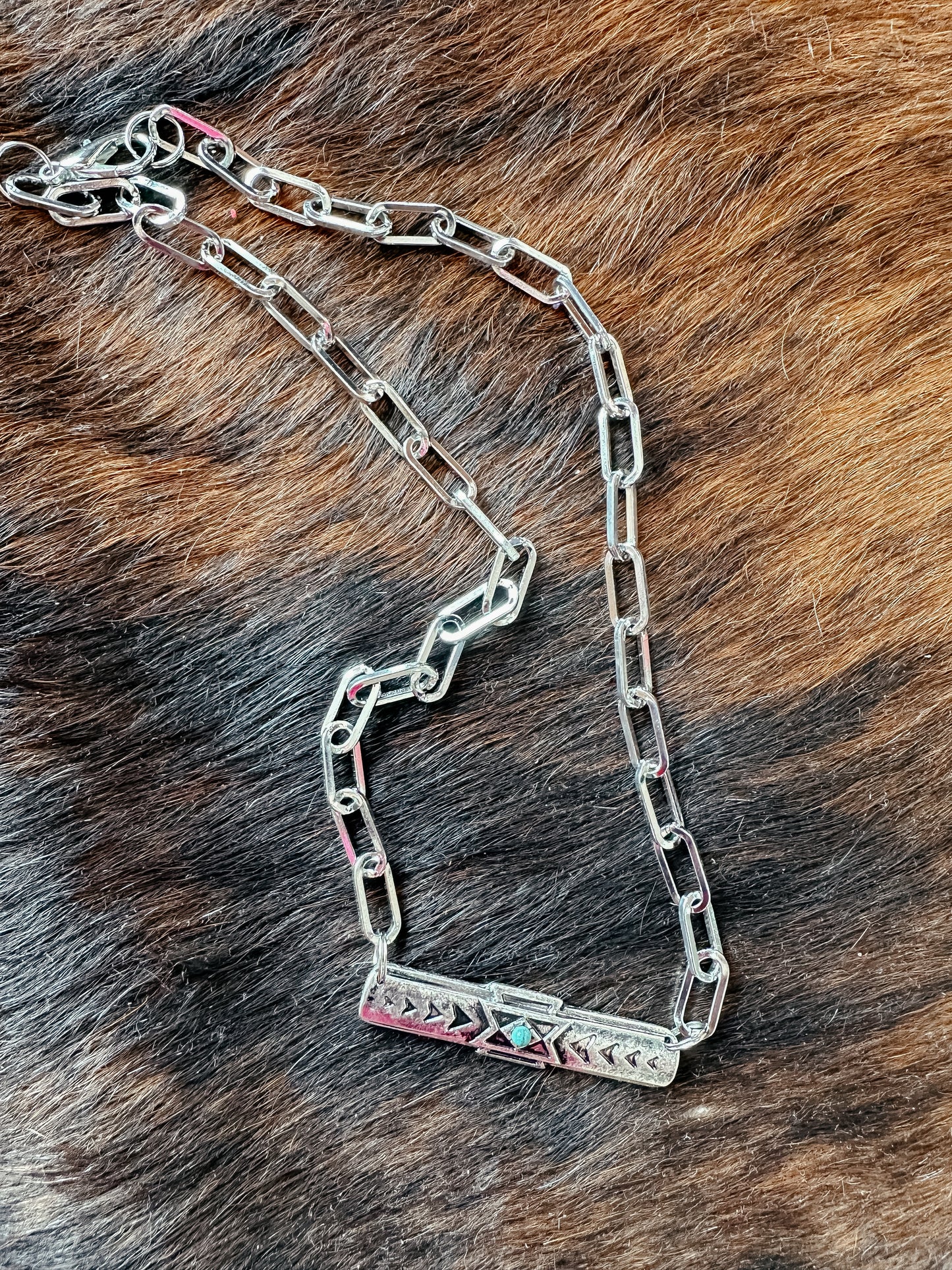 Western Paper Clip Bar Necklace