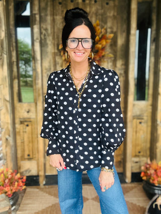 Cathy Classic Polka Dot Blouse