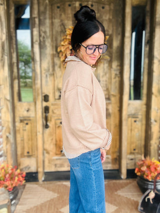 Zelda Button Front Tauge Sweater