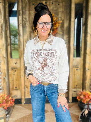Anne American Cowboy Sweatshirt-graphic Sweatshirt-Tres Bien-Motis & Co Boutique, Women's Fashion Boutique in Carthage, Missouri