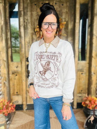 Anne American Cowboy Sweatshirt-graphic Sweatshirt-Tres Bien-Motis & Co Boutique, Women's Fashion Boutique in Carthage, Missouri