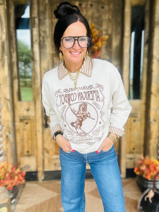Anne American Cowboy Sweatshirt-graphic Sweatshirt-Tres Bien-Motis & Co Boutique, Women's Fashion Boutique in Carthage, Missouri