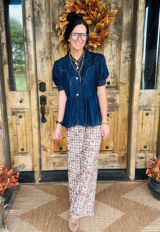 High Roller Denim Top-Short Sleeves-2 Fly-Motis & Co Boutique, Women's Fashion Boutique in Carthage, Missouri