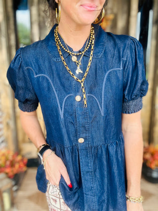 High Roller Denim Top-Short Sleeves-2 Fly-Motis & Co Boutique, Women's Fashion Boutique in Carthage, Missouri