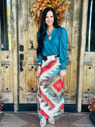 Aztec Sundown Western Skirt-Dresses-sterling kreek-Motis & Co Boutique, Women's Fashion Boutique in Carthage, Missouri
