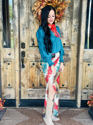 Aztec Sundown Western Skirt-Dresses-sterling kreek-Motis & Co Boutique, Women's Fashion Boutique in Carthage, Missouri