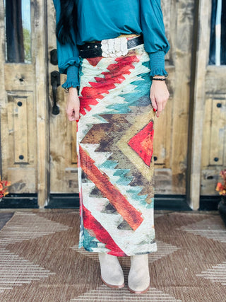 Aztec Sundown Western Skirt-Dresses-sterling kreek-Motis & Co Boutique, Women's Fashion Boutique in Carthage, Missouri