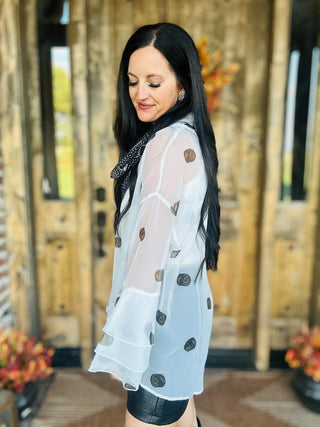 Hay There Sheer Flowy Blouse