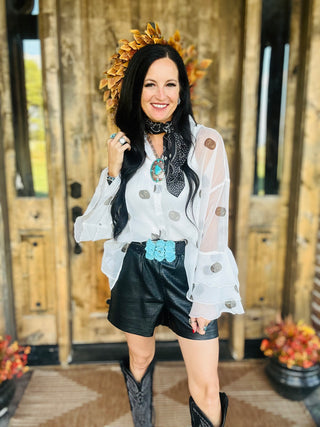 Hay There Sheer Flowy Blouse