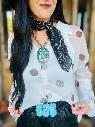 Granby Turquoise and Coral Buckle Necklace-Necklaces-V2-Motis & Co Boutique, Women's Fashion Boutique in Carthage, Missouri