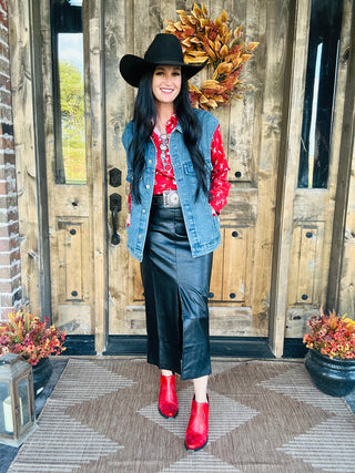 Red Dirt Branded Button Up Blouse-Long Sleeves-sterling kreek-Motis & Co Boutique, Women's Fashion Boutique in Carthage, Missouri