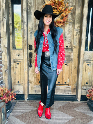 Sierra Western Sunset Denim Vest-Jackets-Urban Daizy-Motis & Co Boutique, Women's Fashion Boutique in Carthage, Missouri
