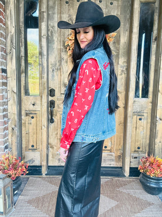 Sierra Western Sunset Denim Vest-Jackets-Urban Daizy-Motis & Co Boutique, Women's Fashion Boutique in Carthage, Missouri