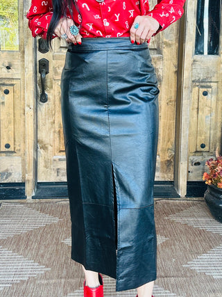 Lane Faux Leather Midi Skirt-Dresses-HYFVE-Motis & Co Boutique, Women's Fashion Boutique in Carthage, Missouri