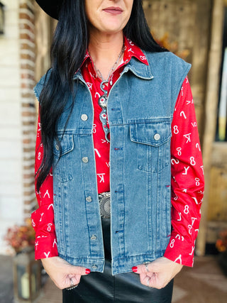 Red Dirt Branded Button Up Blouse-Long Sleeves-sterling kreek-Motis & Co Boutique, Women's Fashion Boutique in Carthage, Missouri