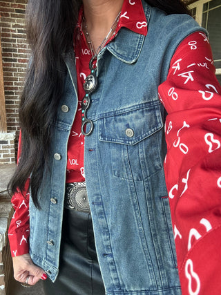 Sierra Western Sunset Denim Vest-Jackets-Urban Daizy-Motis & Co Boutique, Women's Fashion Boutique in Carthage, Missouri