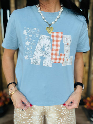 Patchwork FALL Graphic Boxy Tee
