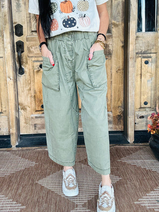 Axel Olive Wide Leg Cargo Pants