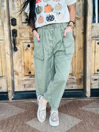 Axel Olive Wide Leg Cargo Pants