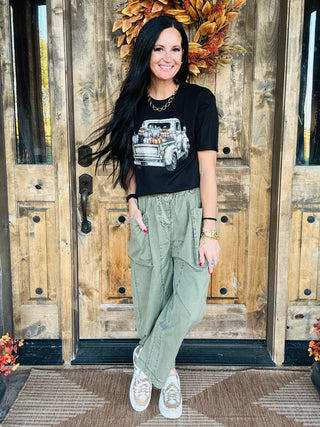 Axel Olive Wide Leg Cargo Pants