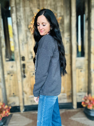 XOXO Quilted Velvet Western Patchwork Sweatshirt-graphic Sweatshirt-XOXO ART & Co-Motis & Co Boutique, Women's Fashion Boutique in Carthage, Missouri