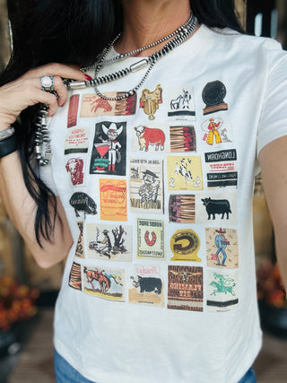 XOXO Matchbooks Boxy Graphic Tee-Graphic Tees-XOXO ART & Co-Motis & Co Boutique, Women's Fashion Boutique in Carthage, Missouri