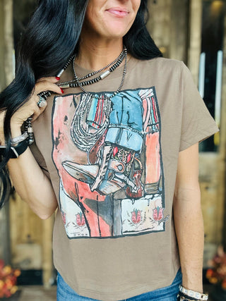 XOXO Boot and Stirrup Western Graphic Tee-Graphic Tees-XOXO ART & Co-Motis & Co Boutique, Women's Fashion Boutique in Carthage, Missouri