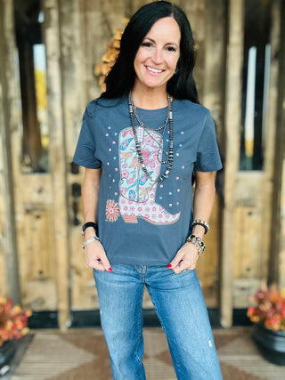 XOXO Cottage Garden Boot Graphic Tee-Graphic Tees-XOXO ART & Co-Motis & Co Boutique, Women's Fashion Boutique in Carthage, Missouri
