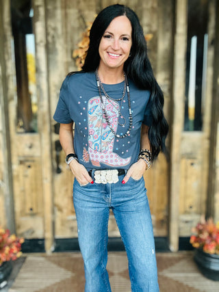 XOXO Cottage Garden Boot Graphic Tee-Graphic Tees-XOXO ART & Co-Motis & Co Boutique, Women's Fashion Boutique in Carthage, Missouri