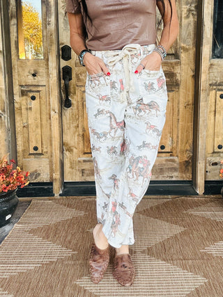 Rory Western Frontier Print Pants-Pants-Lovlov-Motis & Co Boutique, Women's Fashion Boutique in Carthage, Missouri